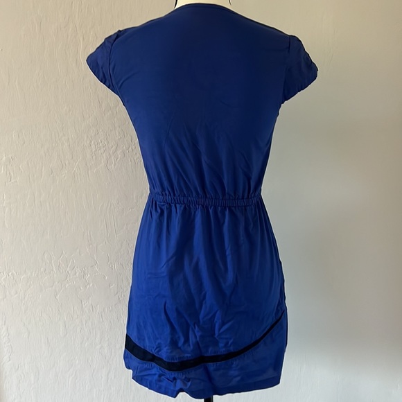 Blue Cotton Dress with Front Zipper and Pockets - Picture 5 of 5
